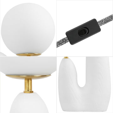 Oda 17.75" 2-Light Modern Bohemian Resin/Iron/Frosted Glass Danish Cactus LED Table Lamp - JONATHAN Y